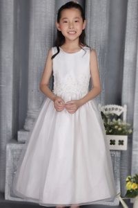 Scoop Ankle-length A-line Organza Nice Flower Girl Dress Dress in White