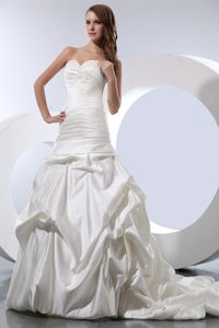 Gorgeous A-line Court Train Bridal Dress with Beading and Pick-ups