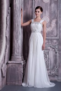 Fashionable Empire Straps Designer Bridal Dresses with Beading