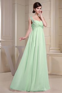 Beaded One Shoulder Low Price Women Evening Dresses in Apple Green