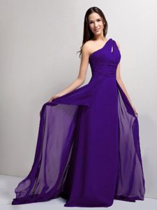 Eggplant Purple One Shoulder Evening Gown Dresses for Wholesale Price