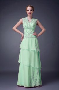 Pretty Spring Green Empire V-neck Evening Dresses for Women
