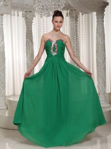 Green Sweetheart Chiffon Perfect Evening Dress Patterns with Ruching