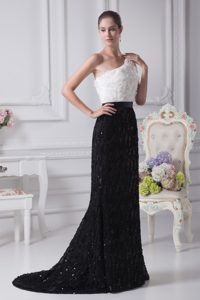 Sweet One Shoulder Trumpet Women Evening Dresses with Brush Train