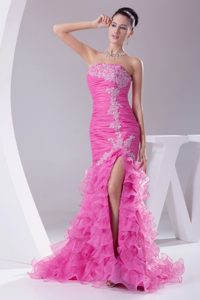 High Low Strapless Lovely Evening Dresses for Women with Ruffled Layers