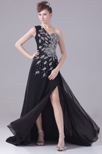 Brush Train One Shoulder Women Evening Dresses for Cheap with High Slit