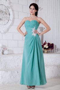 Sweetheart Plus Size Evening Dresses with Appliques and Ruches in Turquoise