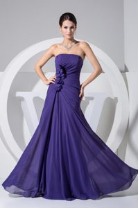 Strapless Purple Chiffon Pageant Evening Gowns in 2014