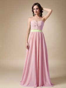 Pink Empire Sweetheart Chiffon Prom Evening Dress with Ruching on Promotion