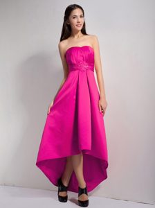 Lovely Hot Pink A-line Strapless High-low Prom Pageant Dresses with Appliques