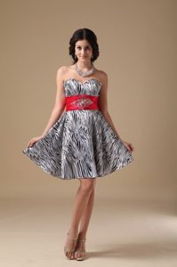 Sweet A-line Sweetheart Mini-length Zebra Beaded Prom Graduation Dress in 2013