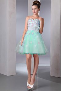 Colorful A-line Sweetheart Prom Celebrity Dresses in Mini-length with Appliques