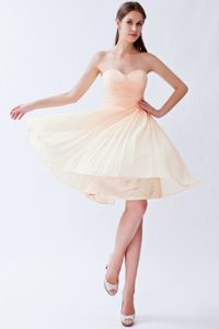 Beauty Sweetheart Knee-length Ruched Junior Prom with Pleats in Light Yellow