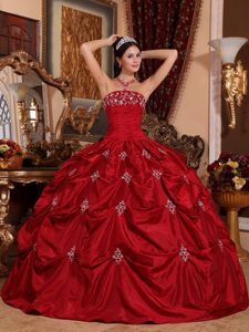 2013 Wonderful Appliqued Lace-up Quinceanera Gowns in Wine Red