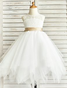 Most Popular Scoop Sleeveless Floor Length Lace and Ruffled Layers and Sashes ribbons Zipper Toddler Flower Girl Dress w