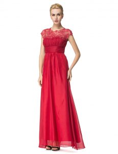 Scoop Sleeveless Prom Party Dress Floor Length Beading and Ruching Coral Red Organza