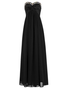 Custom Designed Floor Length Empire Sleeveless Black Evening Wear Zipper