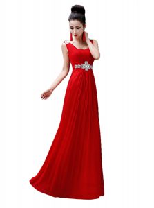 Fancy Sleeveless Zipper Floor Length Beading Prom Gown