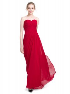High Quality Column/Sheath Prom Dresses Red Sweetheart Chiffon Sleeveless Floor Length Zipper