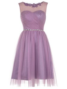 Scoop Knee Length Column/Sheath Sleeveless Lavender Dress for Prom Zipper