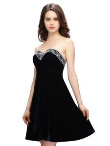 Empire Dress for Prom Black Sweetheart Chiffon Sleeveless Knee Length Zipper