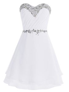 White Sleeveless Beading Mini Length Cocktail Dresses