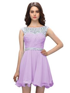 Super Lavender Cocktail Dresses Prom and Party and For with Beading Scoop Sleeveless Zipper