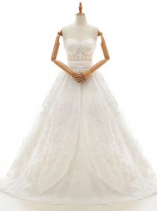 Fantastic White Sleeveless Organza Court Train Zipper Bridal Gown for Wedding Party