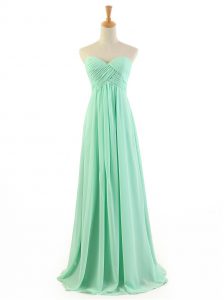 Floor Length Zipper Prom Dress Apple Green for Prom and Party with Ruffles