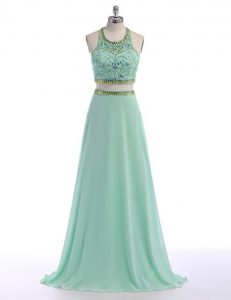 Sumptuous Apple Green Scoop Neckline Beading Celebrity Inspired Dress Sleeveless Criss Cross