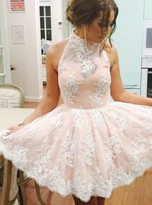 On Sale Sleeveless Zipper Mini Length Lace Prom Dresses
