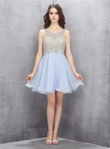 Scoop Sleeveless Zipper Mini Length Beading and Sequins Evening Outfits