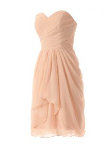 Luxury Peach Sweetheart Neckline Ruffles Evening Dress Sleeveless Zipper