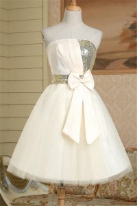 Fancy Champagne Sleeveless Mini Length Sequins and Bowknot Lace Up