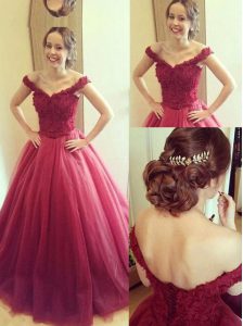Fabulous Off the Shoulder Sleeveless Appliques Lace Up Homecoming Dress