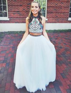 Custom Designed Blue Celebrity Prom Dress Prom and For with Embroidery Halter Top Sleeveless Zipper