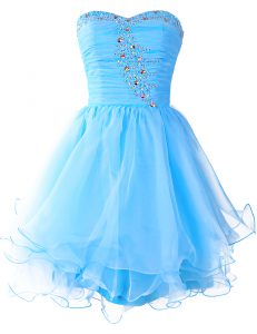 Custom Made Baby Blue Sleeveless Organza Lace Up Mother Of The Bride Dress for Prom