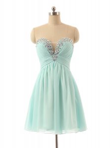 Fashion Light Blue Celebrity Prom Dress Party and For with Beading Sweetheart Sleeveless Zipper