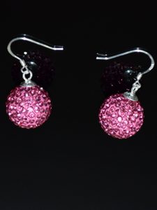 Cheap Rose Pink Rhinestone Round Earrings