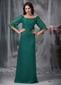 Turquoise Scoop Long Mother of the Bride Dresses
