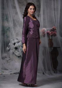 Appliqued Dark Purple Strapless Mother of the Bride Dress in