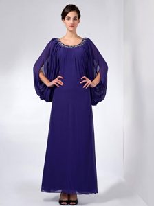 Scoop Ankle-length Chiffon Mother of the Bride Dress with Beading