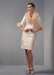 Strapless Mini-length Champagne Mother of the Bride Dress in Taffeta