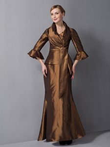 2013 V-neck Mother of the Bride Dress with Long Sleeves