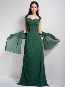 Chiffon Sweetheart Ruched Mother of the Bride Dresses with Brush Train