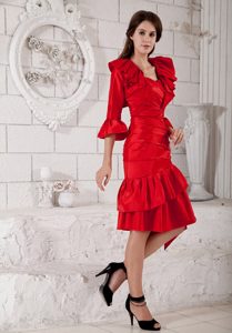 Knee-length Red Sweetheart Mother of the Bride Dresses in Taffeta