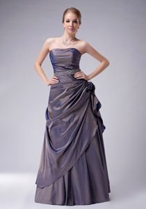 Strapless Long Beaded Mother of the Bride Dress in Purple