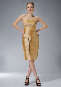 Yellow Sweetheart Knee-length Mother of the Bride Dress in Taffeta