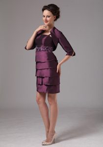Dark Purple Layered and Embroidery Mother of the Bride Dresses with Beads