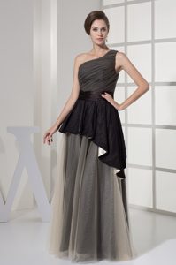 Single Shoulder Mother of the Bride Dresses with Ribbon and Ruching